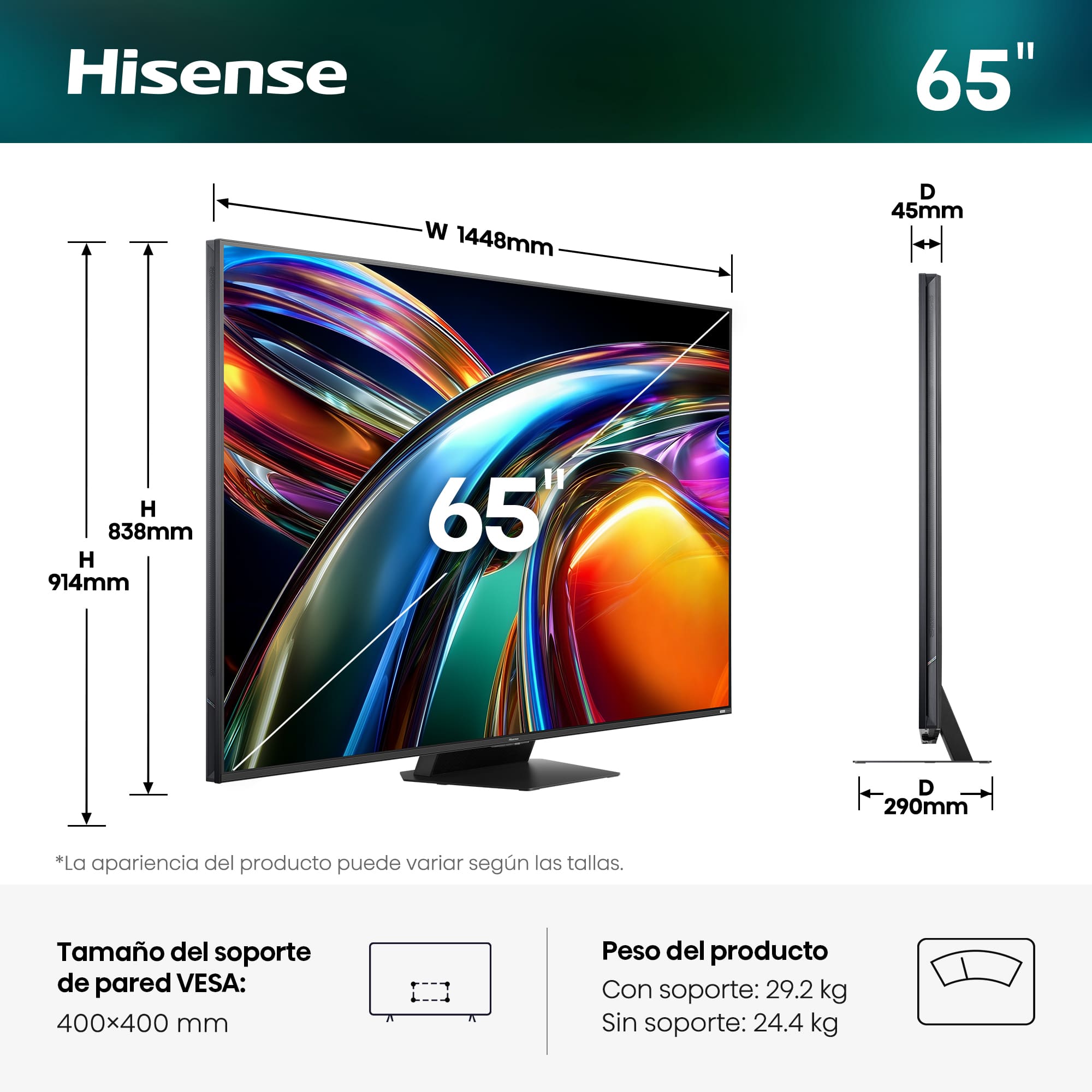 Hisense 65UR9S - Televisor Smart TV de 65" Serie UR9 RGB Mini LED con Dolby Vision IQ - Imagen 2