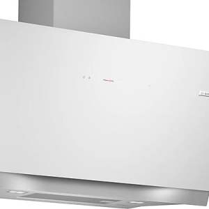 Campana decorativa - BOSCH DWK91LT20, 3 velocidades, 441 m³/h, 890 mm, cristal blanco