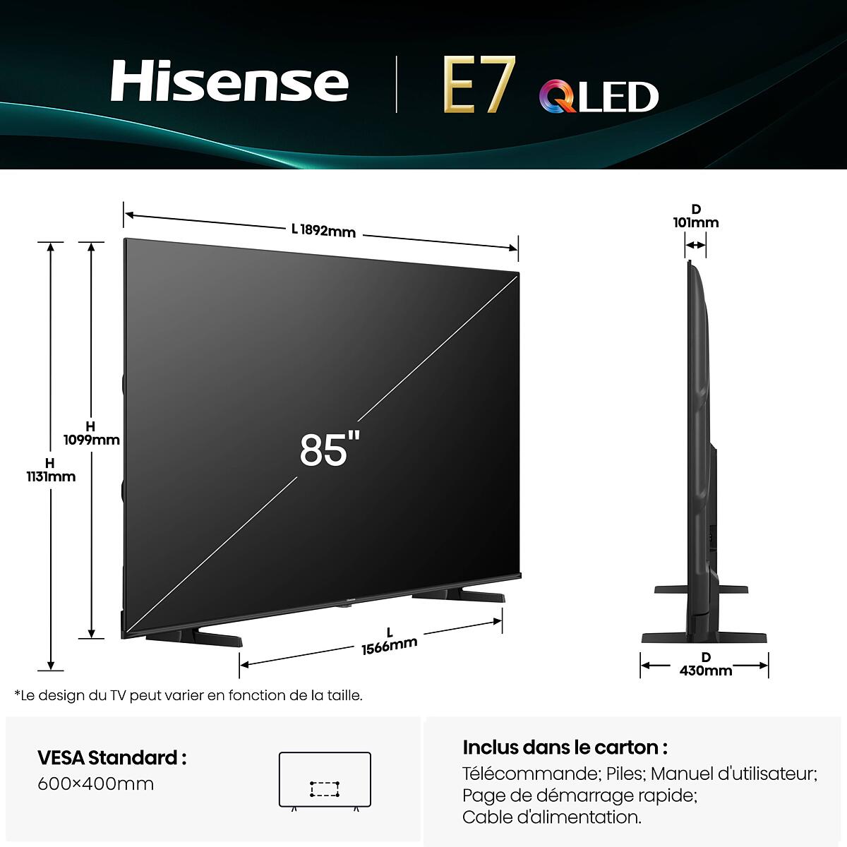 Hisense 85E7Q - Televisor de 85 pulgadas SmartTV Dolby Vision y Atmos - Imagen 10