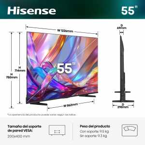 Hisense 55S7S - Televisor QLED de 55 pulgadas Serie E7 EScalador IA 4K