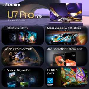 Hisense 65U7S PRO - TV 65" MiniLED PRO UHD 4K, 165Hz y Sonido Devialet