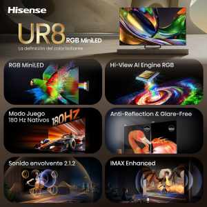 Hisense 65UR8S - TV 65" RGB MiniLED UHD 4K, 180Hz Nativos y Sonido Devialet