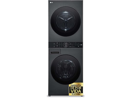 Lavadora secadora - LG WT1210BBF, Torre de lavado 12/10 kg, TurboWash™, Smart Pairing™, Inox grafito