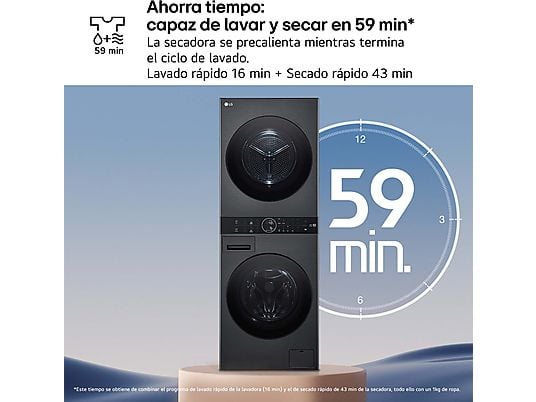 Lavadora secadora - LG WT1210BBF, Torre de lavado 12/10 kg, TurboWash™, Smart Pairing™, Inox grafito - Imagen 13