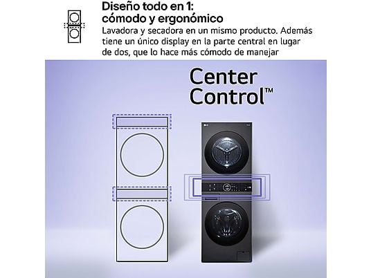 Lavadora secadora - LG WT1210BBF, Torre de lavado 12/10 kg, TurboWash™, Smart Pairing™, Inox grafito - Imagen 12
