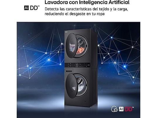 Lavadora secadora - LG WT1210BBF, Torre de lavado 12/10 kg, TurboWash™, Smart Pairing™, Inox grafito - Imagen 10