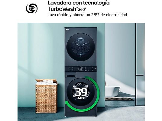 Lavadora secadora - LG WT1210BBF, Torre de lavado 12/10 kg, TurboWash™, Smart Pairing™, Inox grafito - Imagen 9