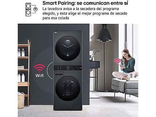 Lavadora secadora - LG WT1210BBF, Torre de lavado 12/10 kg, TurboWash™, Smart Pairing™, Inox grafito - Imagen 5