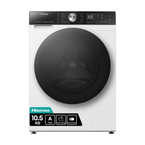 Lavadora carga frontal - HISENSE WF5S1045BW, 10,5 kg, 1400 rpm, 19 programas, Blanco